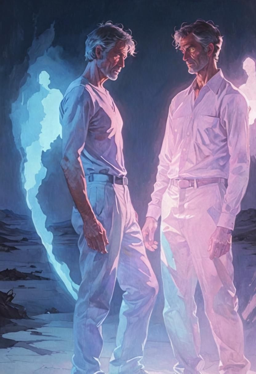 Silhouette of Man with Vast Cosmic Landscape