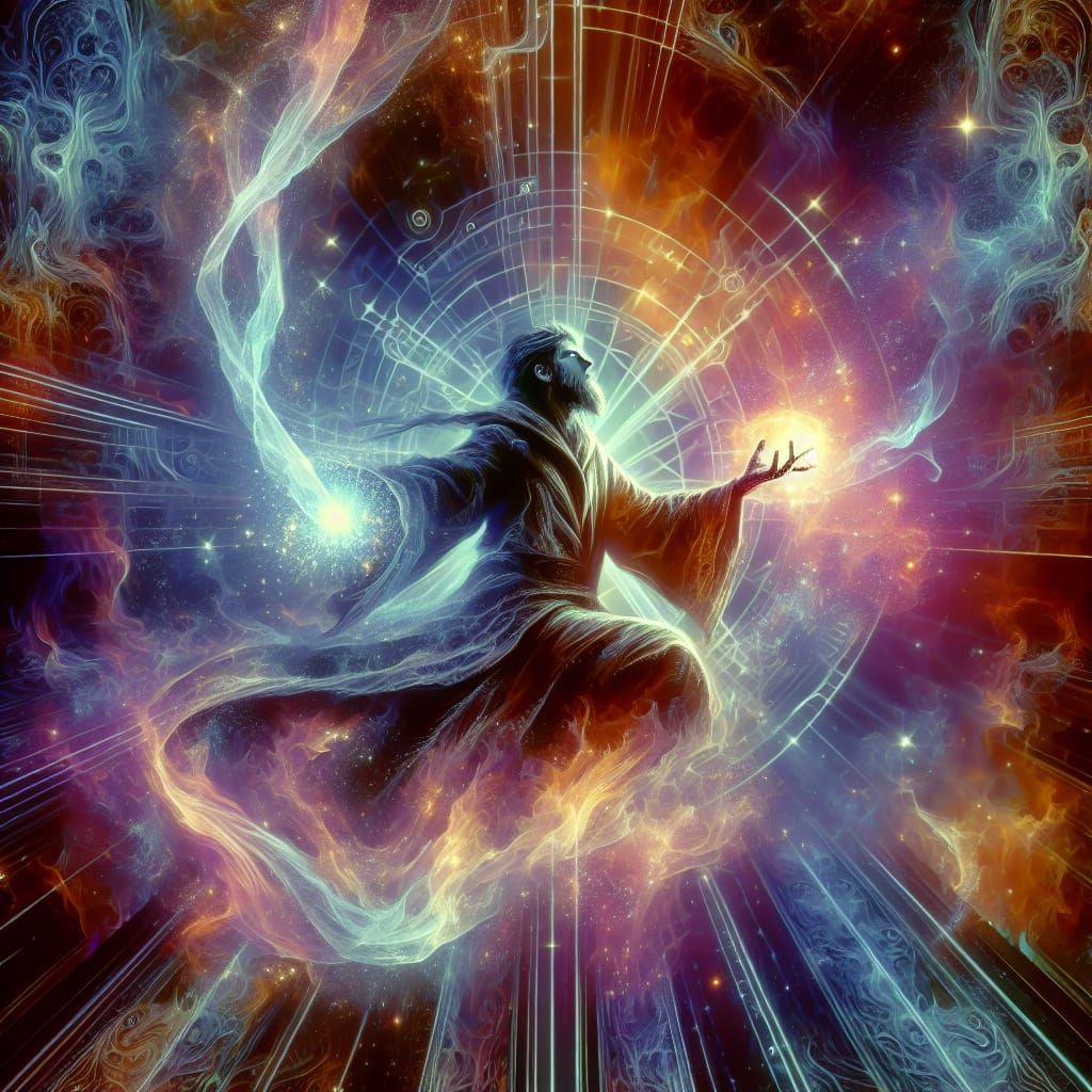 Warlock Channels Destructive Spell in Symbolic Illustration