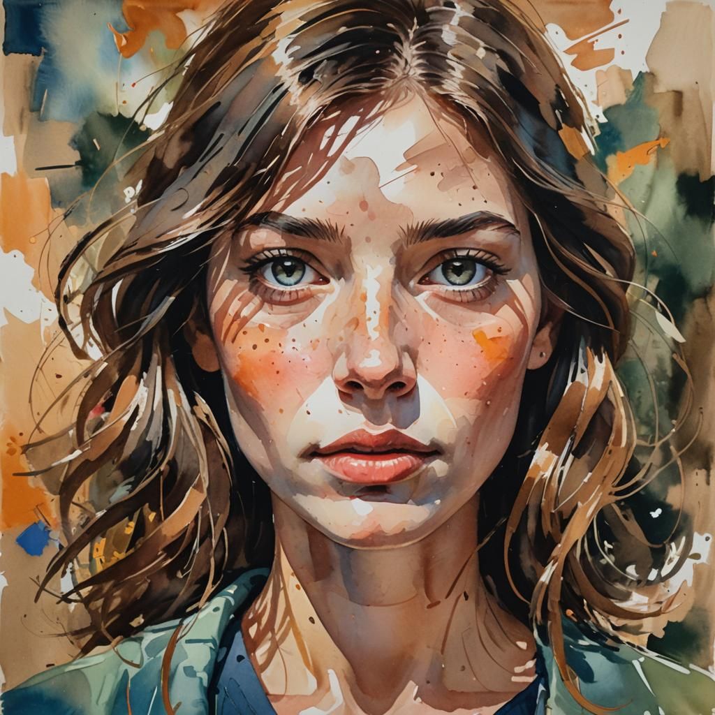 Emotional Portrait Blurring Dream and Reality as Gouache