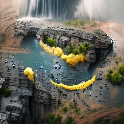 Smiley Face Waterfall Matte Painting