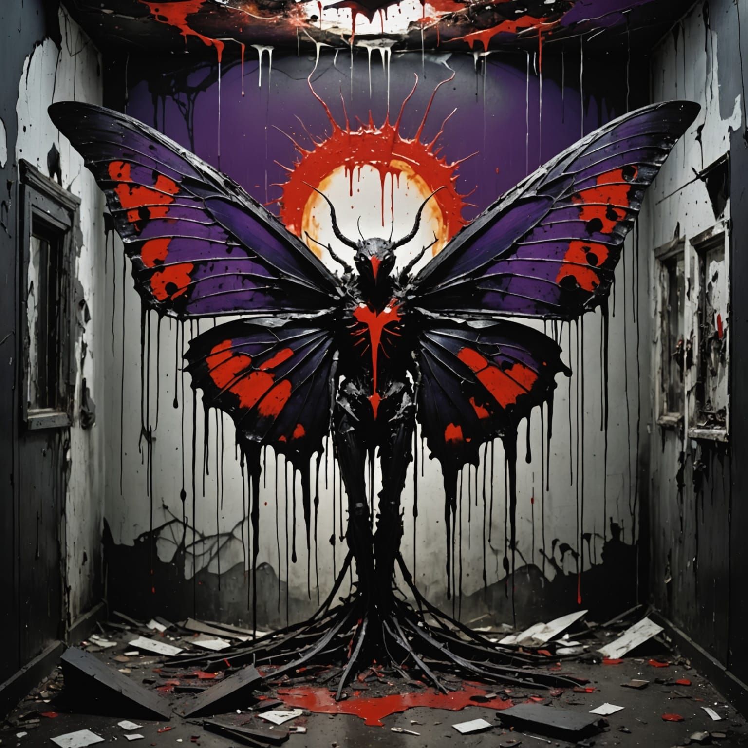 Surreal Decay: Moths in an Abstract Dreamscape