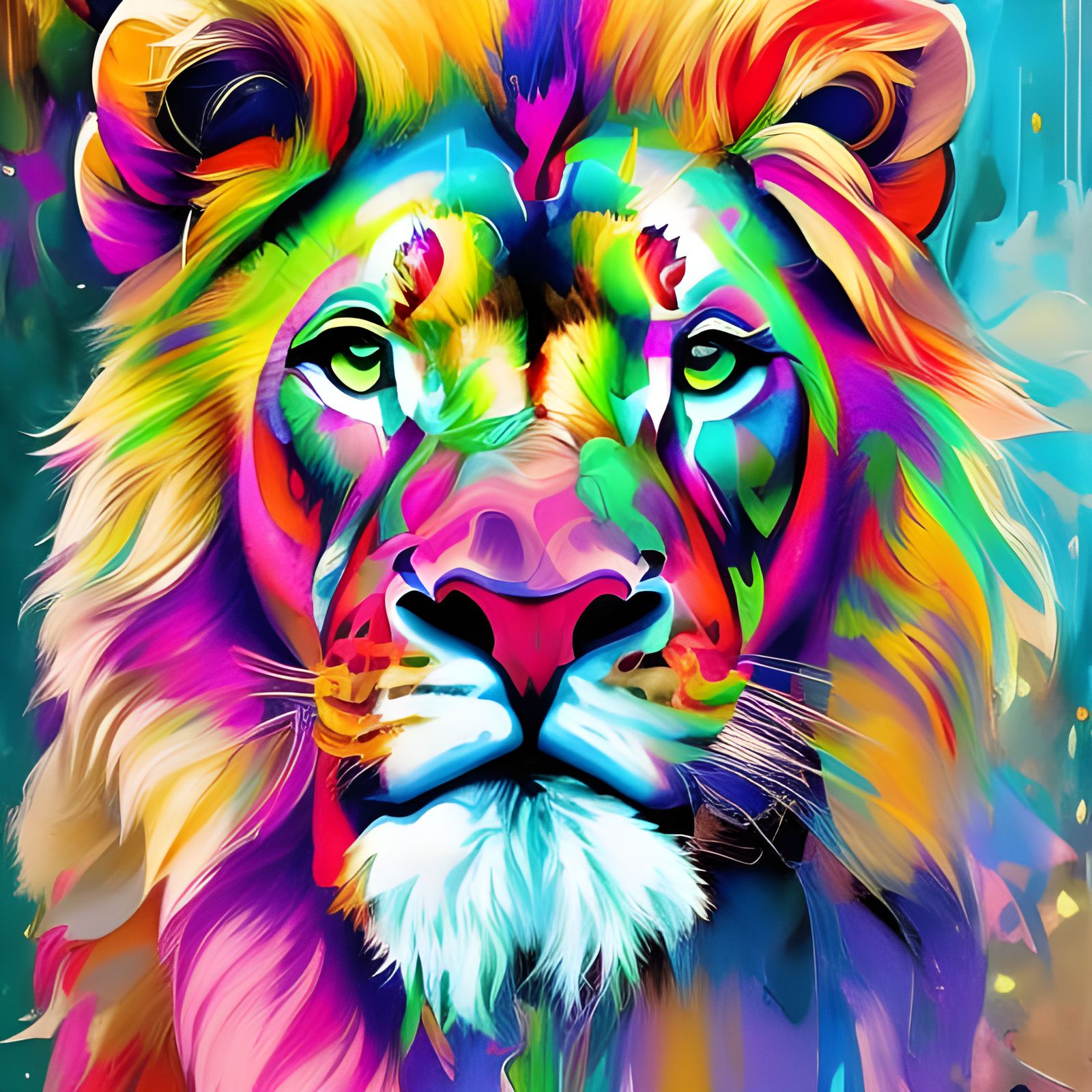 Hyperdetailed Lion Portrait in Marbled Paper Style