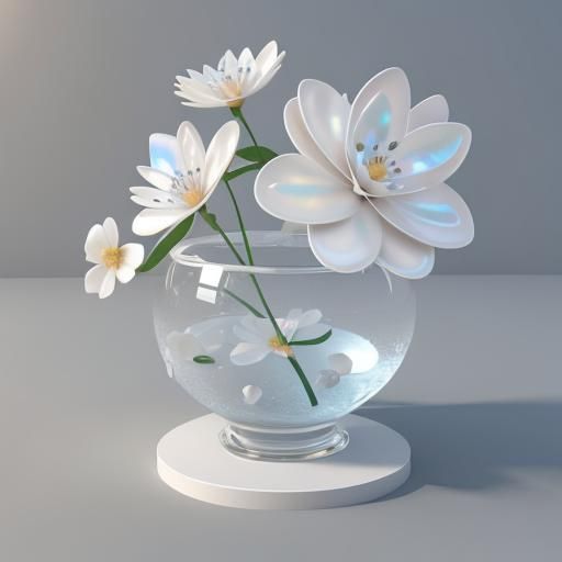 Mother-of-Pearl Flower Petals in 3D