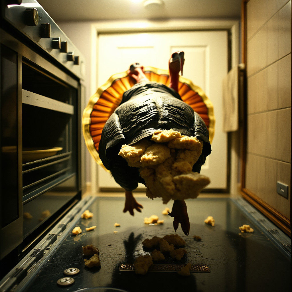 Humorous Turkey Escape: A Cinematic Still