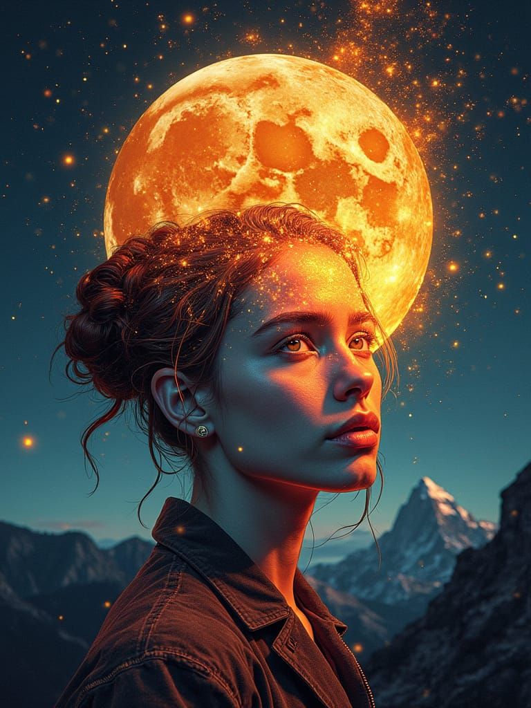 Girl in a Blaze of Glowing Stars