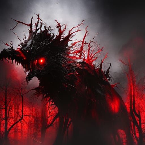 Horrifying Undead Animal in Dark Fantasy Horror Style