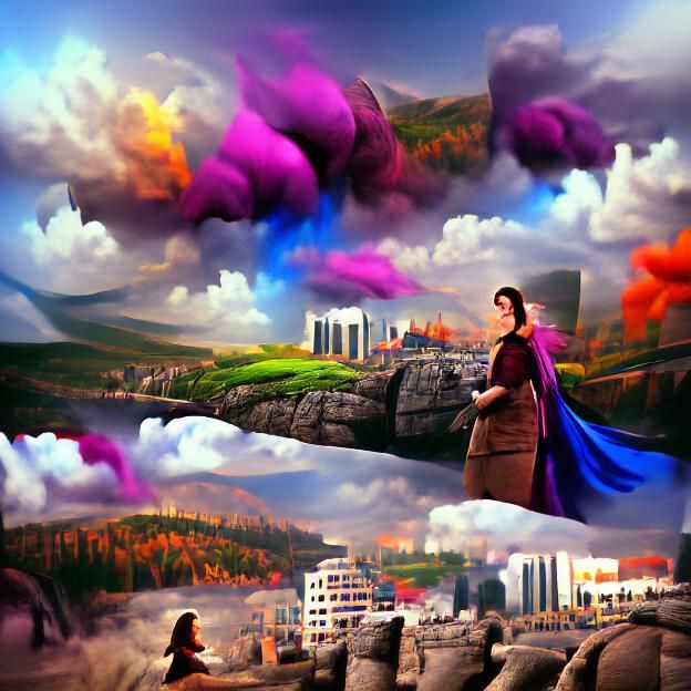 Strong Women of the world colourful matte painting