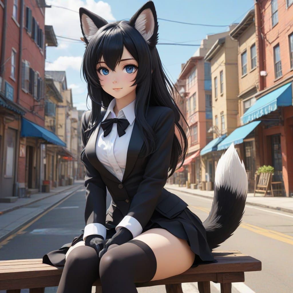 Foxy Anime Girl in Urban Chic Style