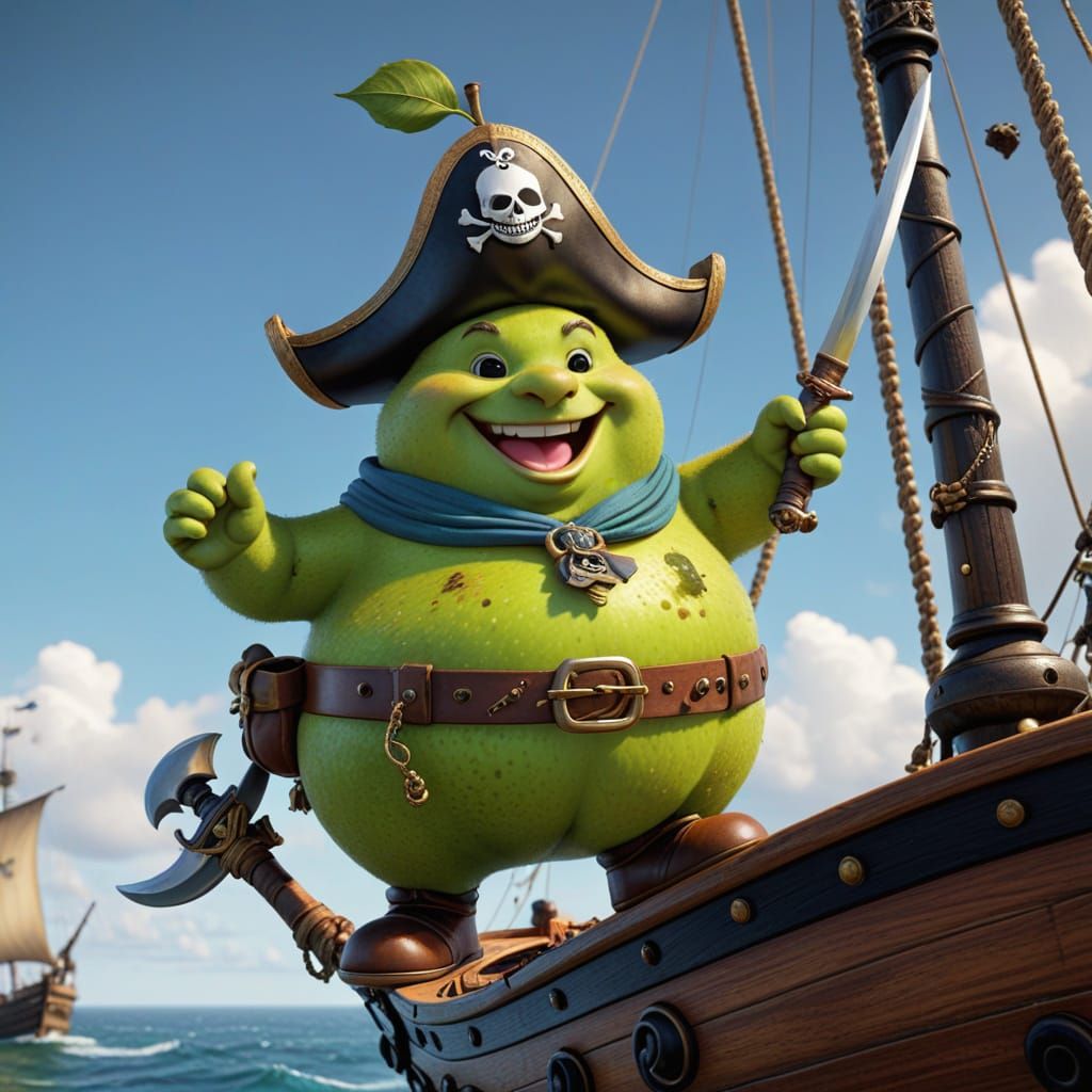 Pirate Pear on the Prow: A Cartoon Adventure