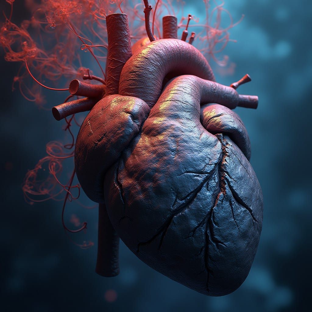 Hyperrealistic Heart Organ in Granite Stone