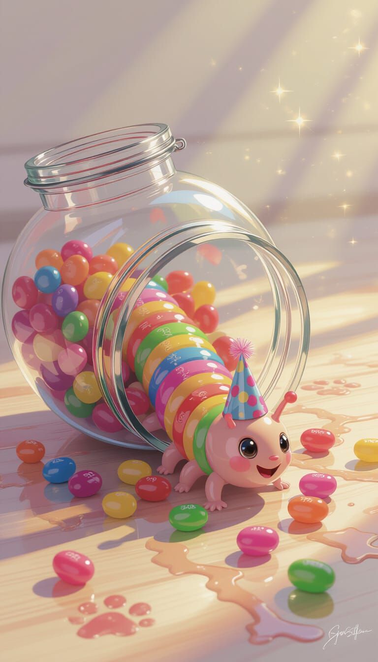 Caterpillar's Candy Party: Digital Art