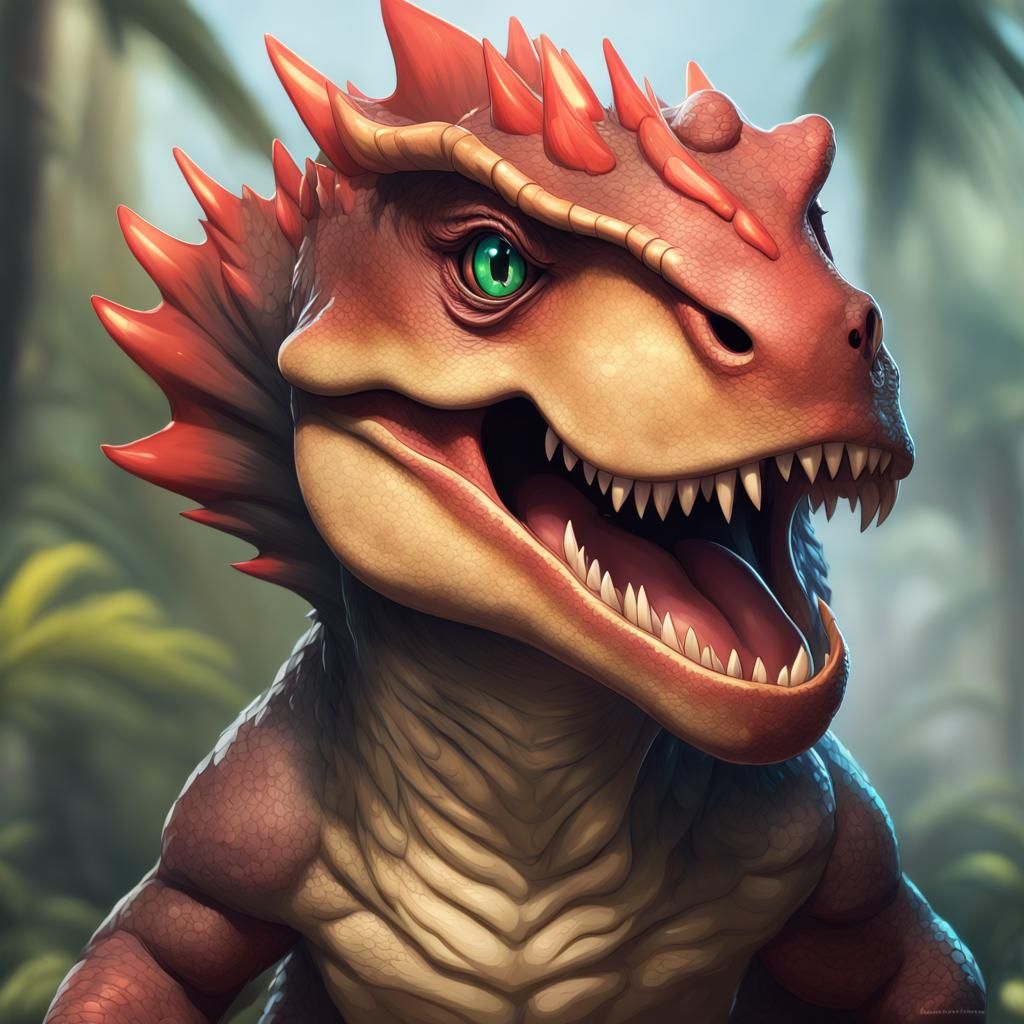 Chibi T-Rex Dragon Hybrid Portrait in Unreal Engine