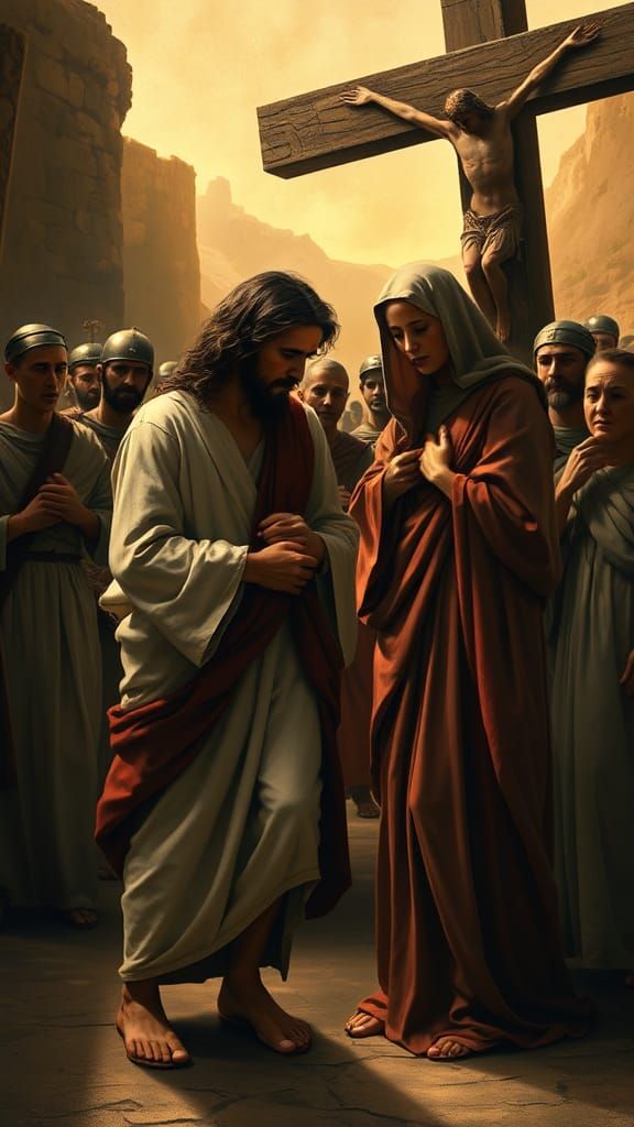 Jesus Meets Mother on Via Crucis: Renaissance Style