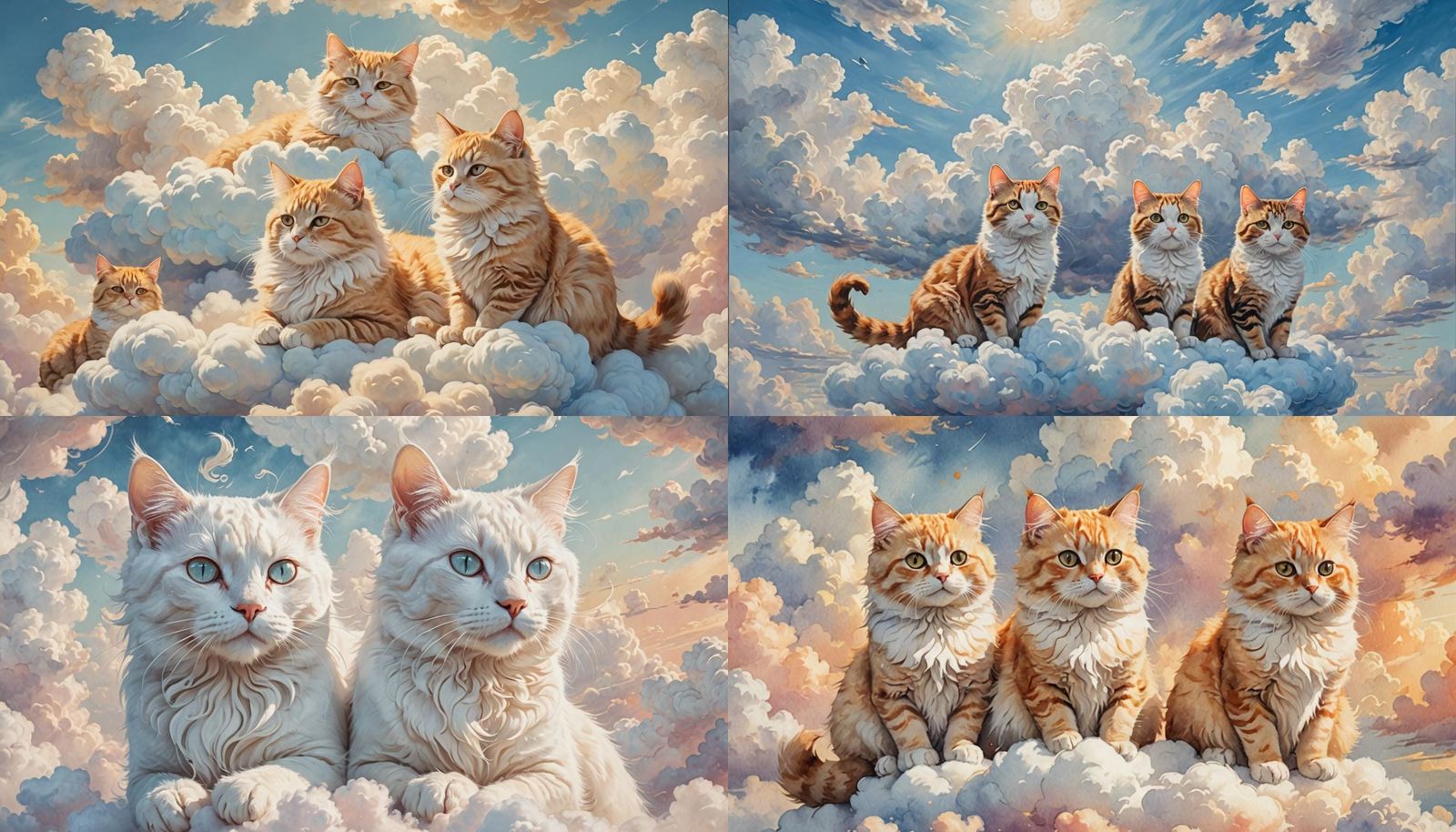Cats Relaxing on Clouds: A Digital Art Dream