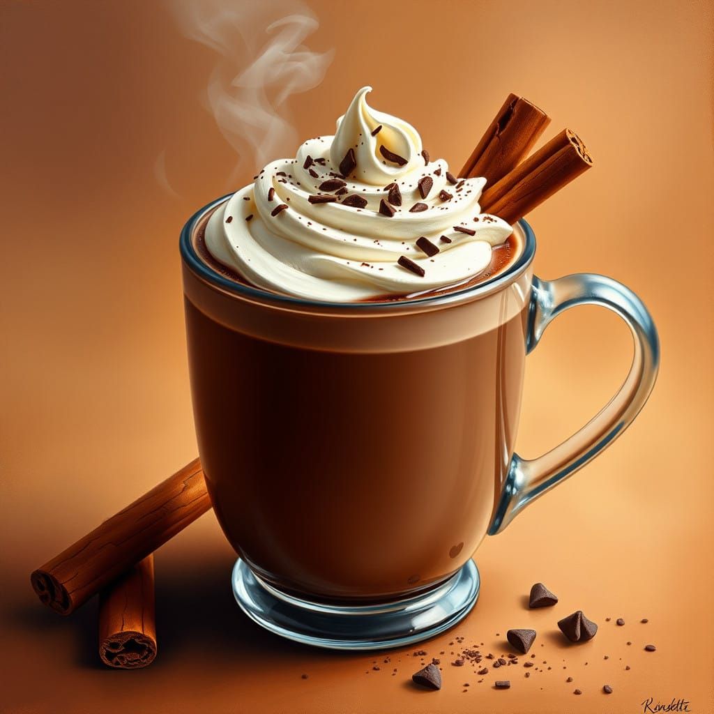 Velvety Hot Chocolate with Whipped Cream and Dark Chocolate