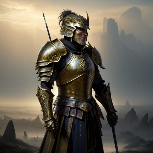 Epic Medieval Fantasy Warrior in Ornate Armor