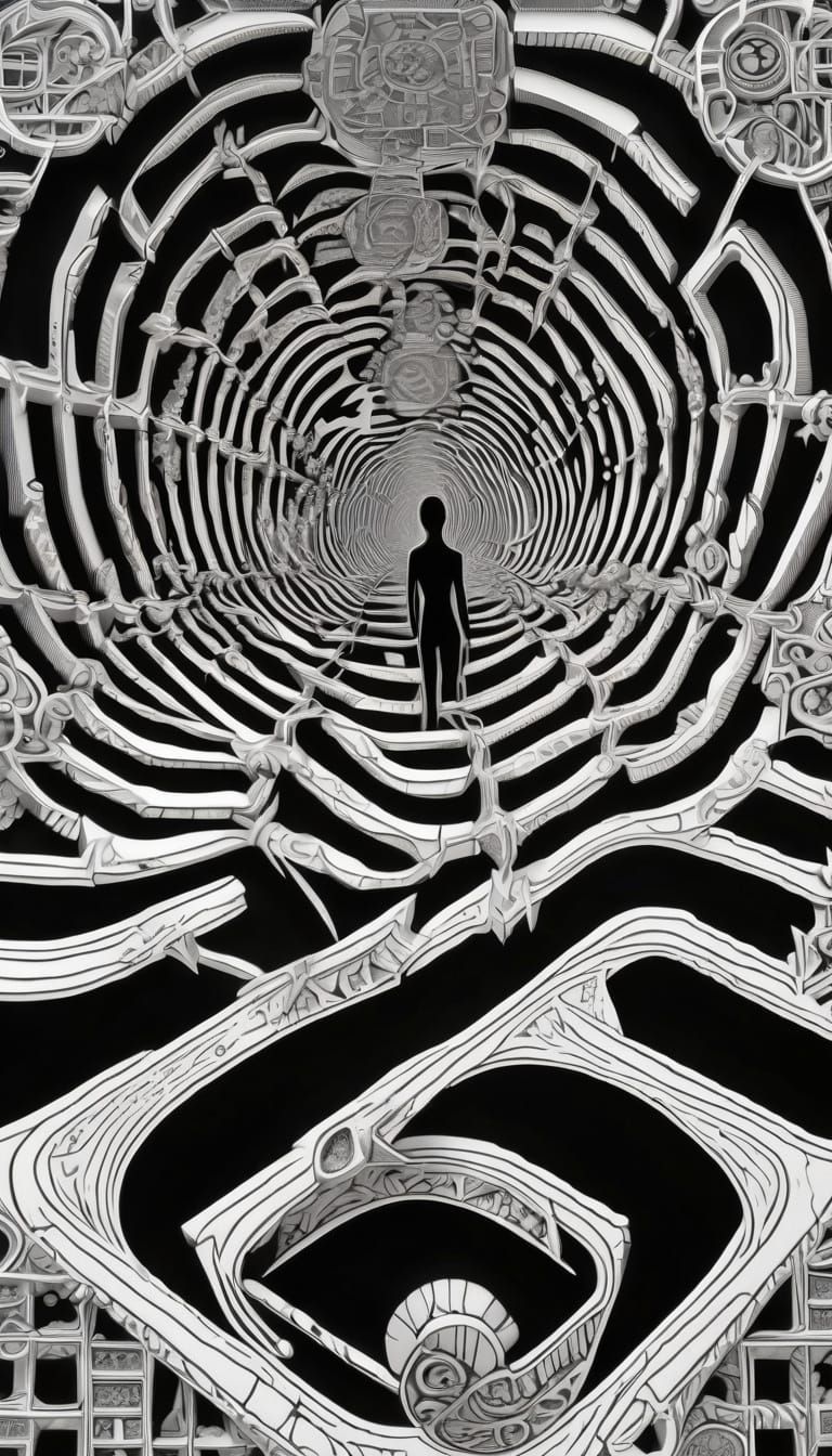 Black and White Illusion of Infinite Depth Hole