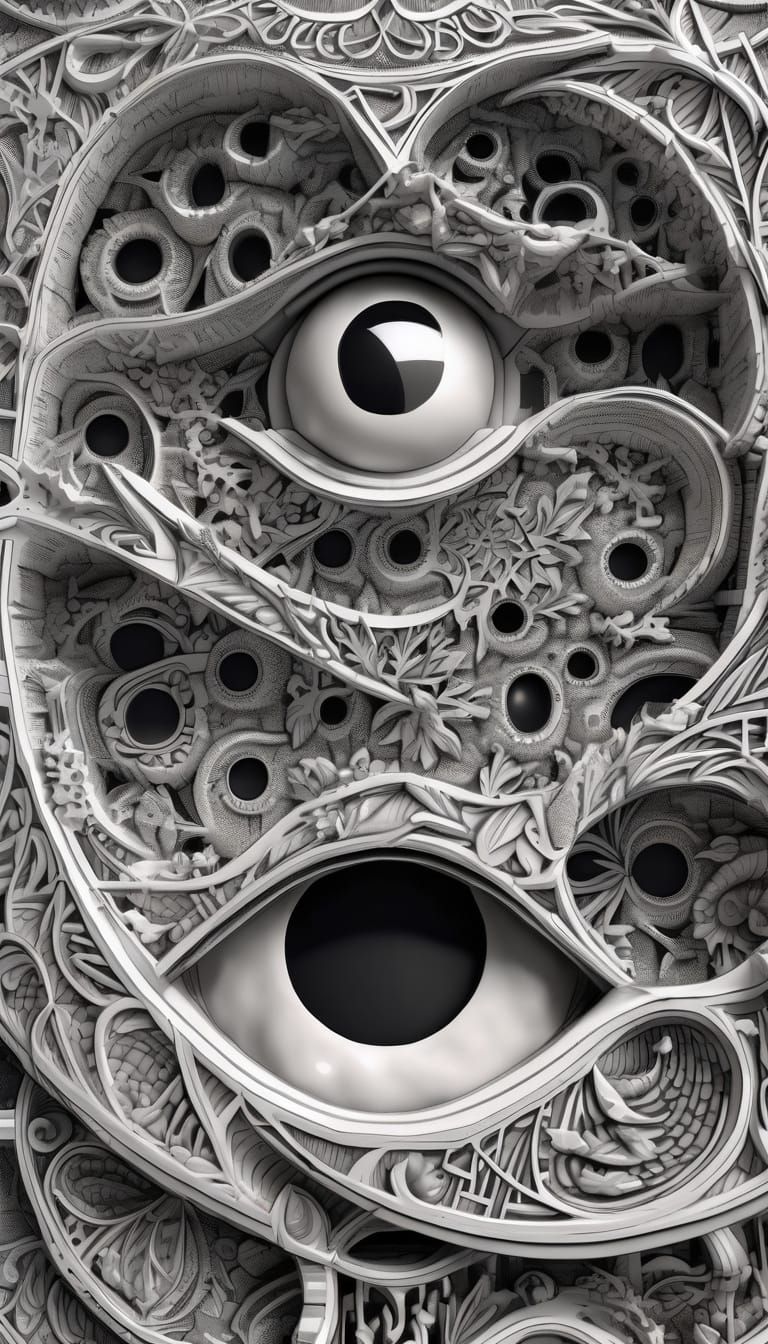 Infinite Depth Illusion of a Black Hole in M.C. Escher Style