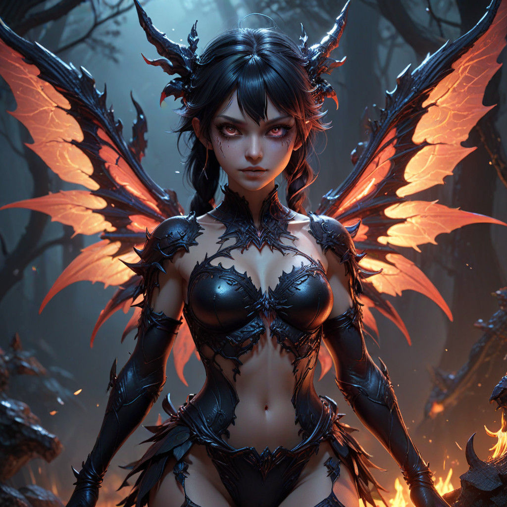 Dark Fairy in Cyberpunk Style