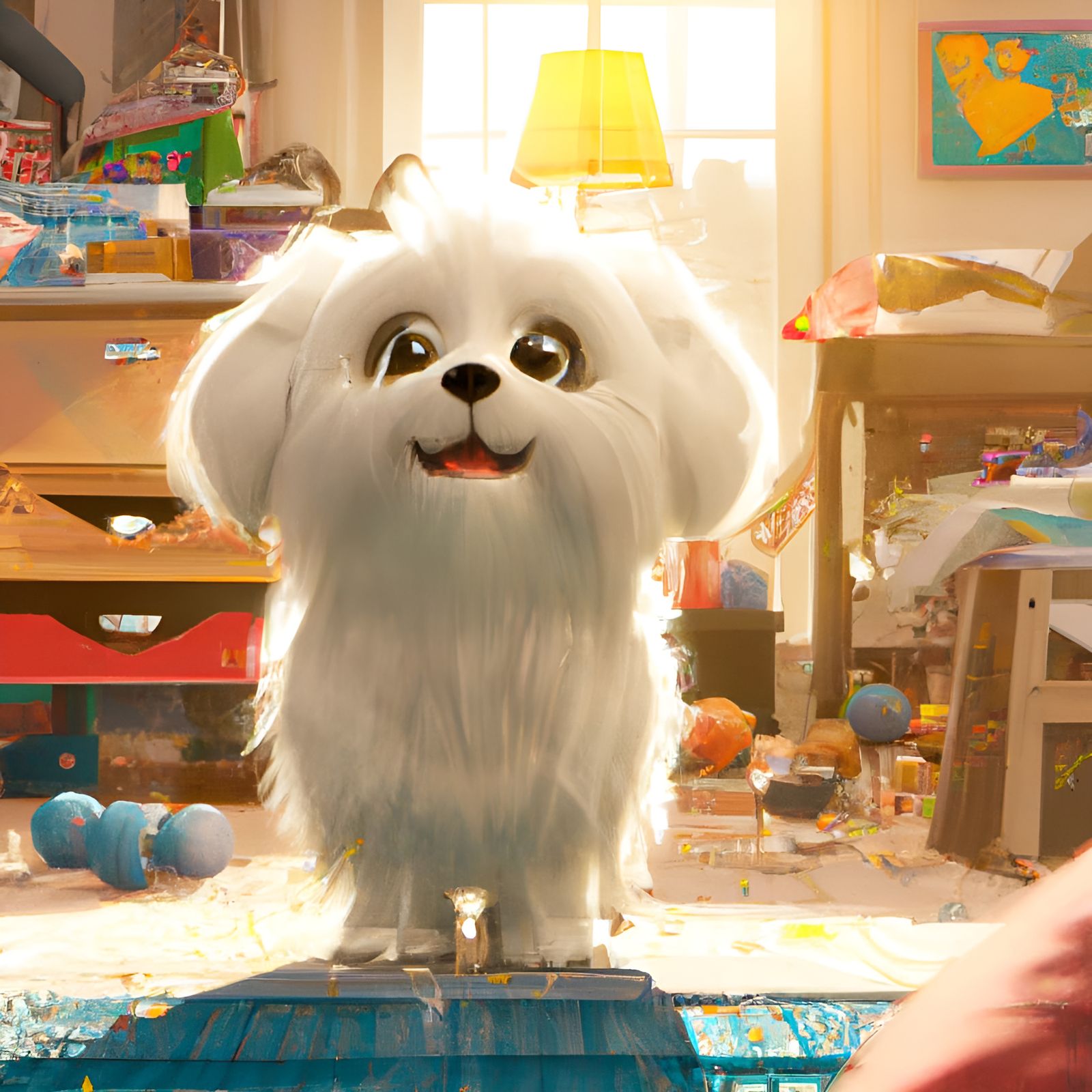Adorable Maltese Dog Portrait in 3D Digital Art