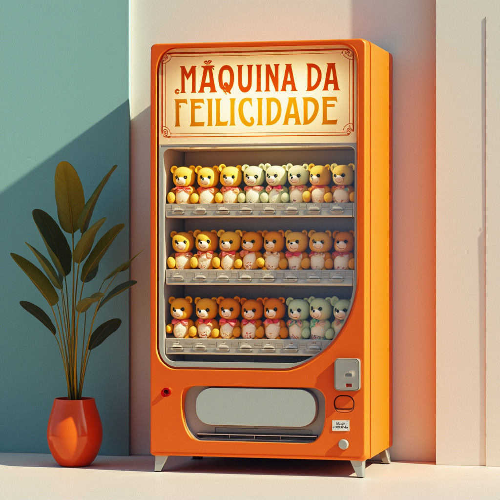 Vending Machine of Happiness in Typographic Style