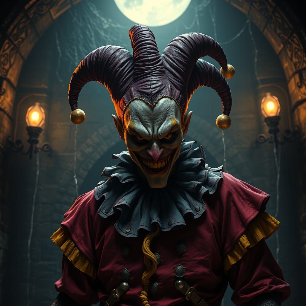 Medieval Jester in Dark Dungeon