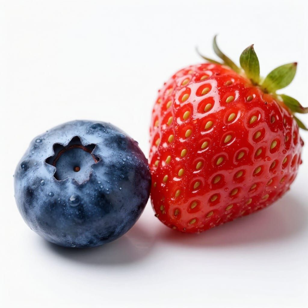 Photorealistic Blueberry and Strawberry Macro Shot
