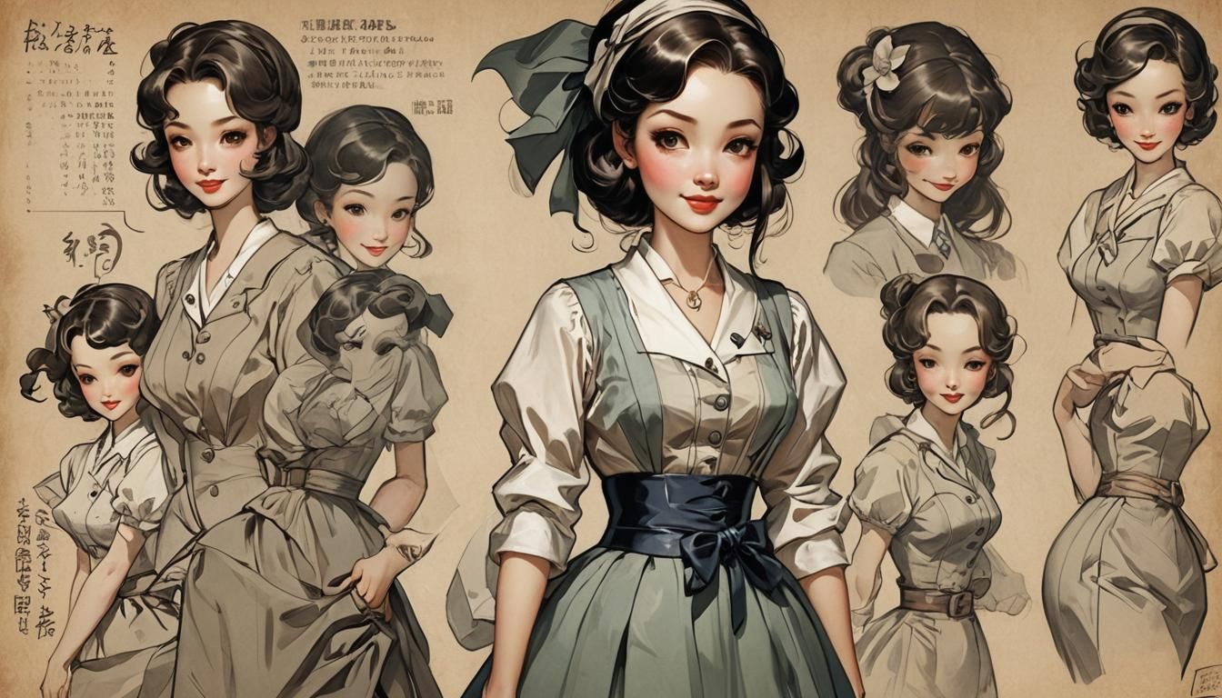 Anime Woman Doll in Kawaii Style with Glass Dress