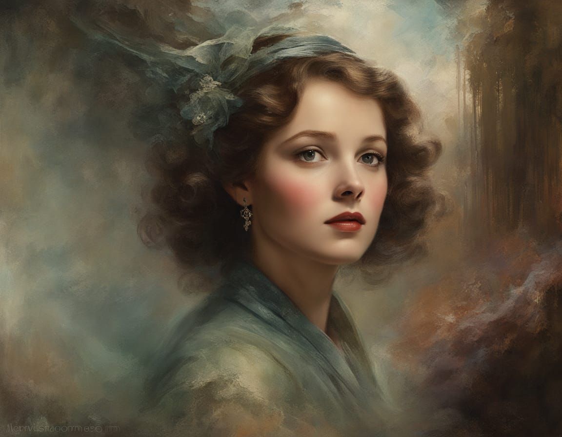 Vintage Movie Poster Portrait in Impasto Chalk Art