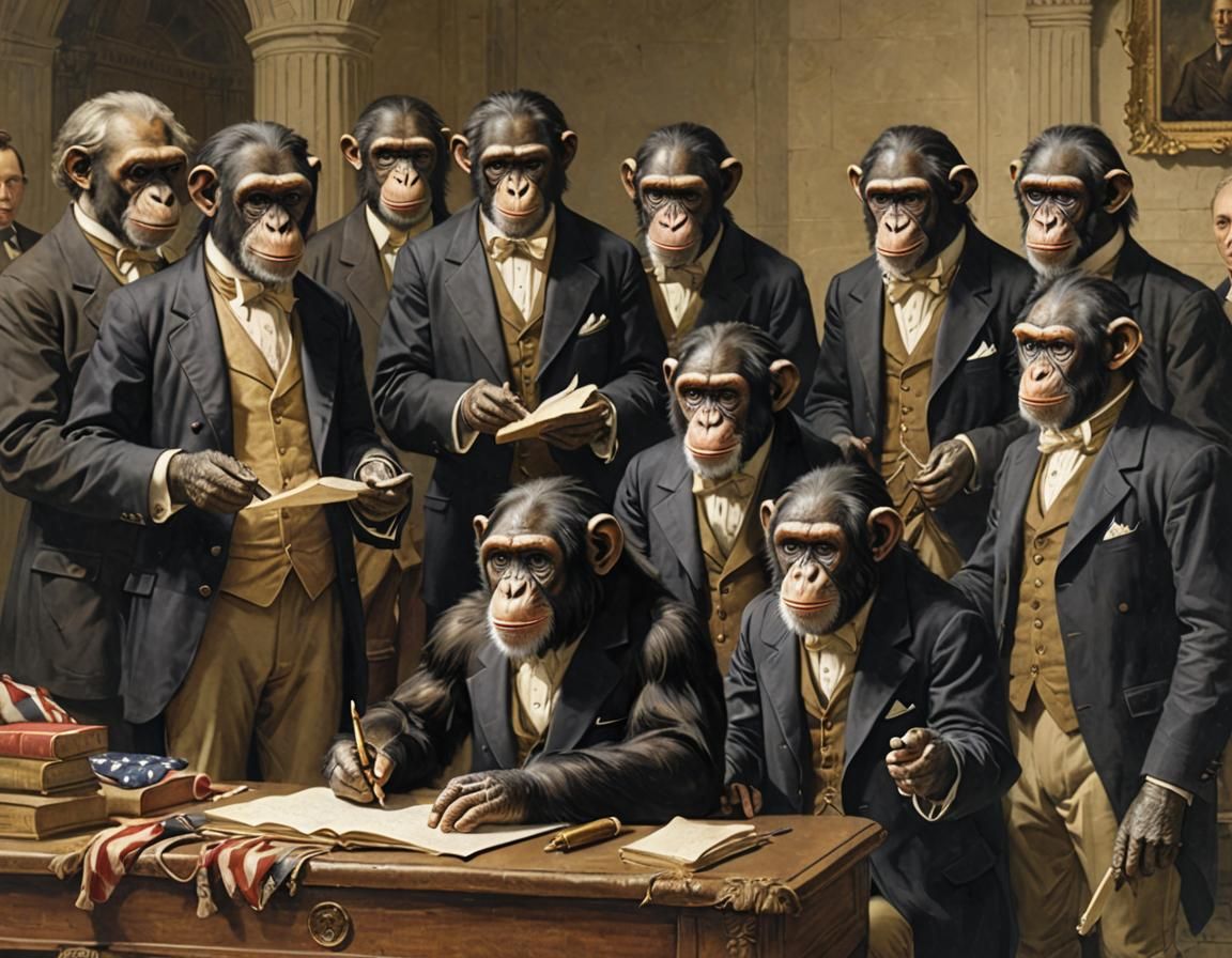 Chimpanzees Recreate Declaration of Independence Signing