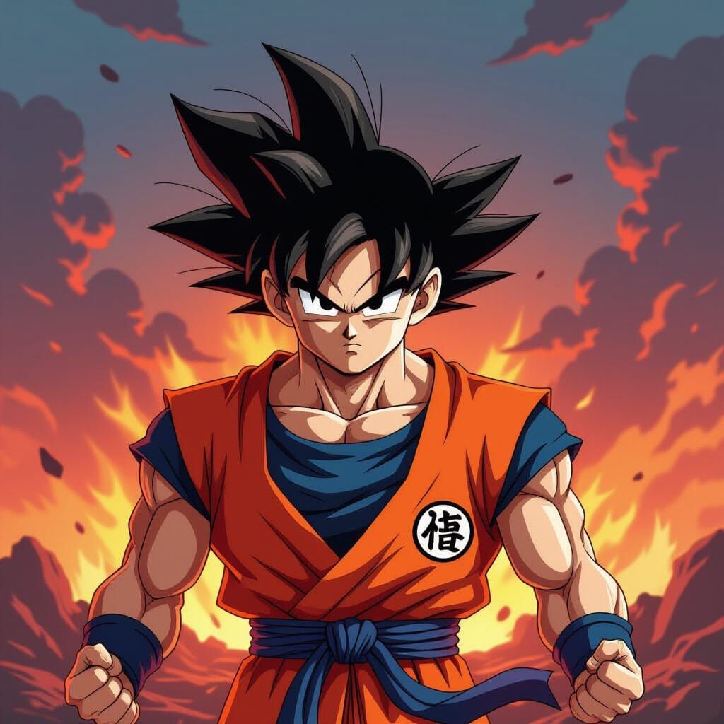 Goku in Dynamic Anime Style Pose