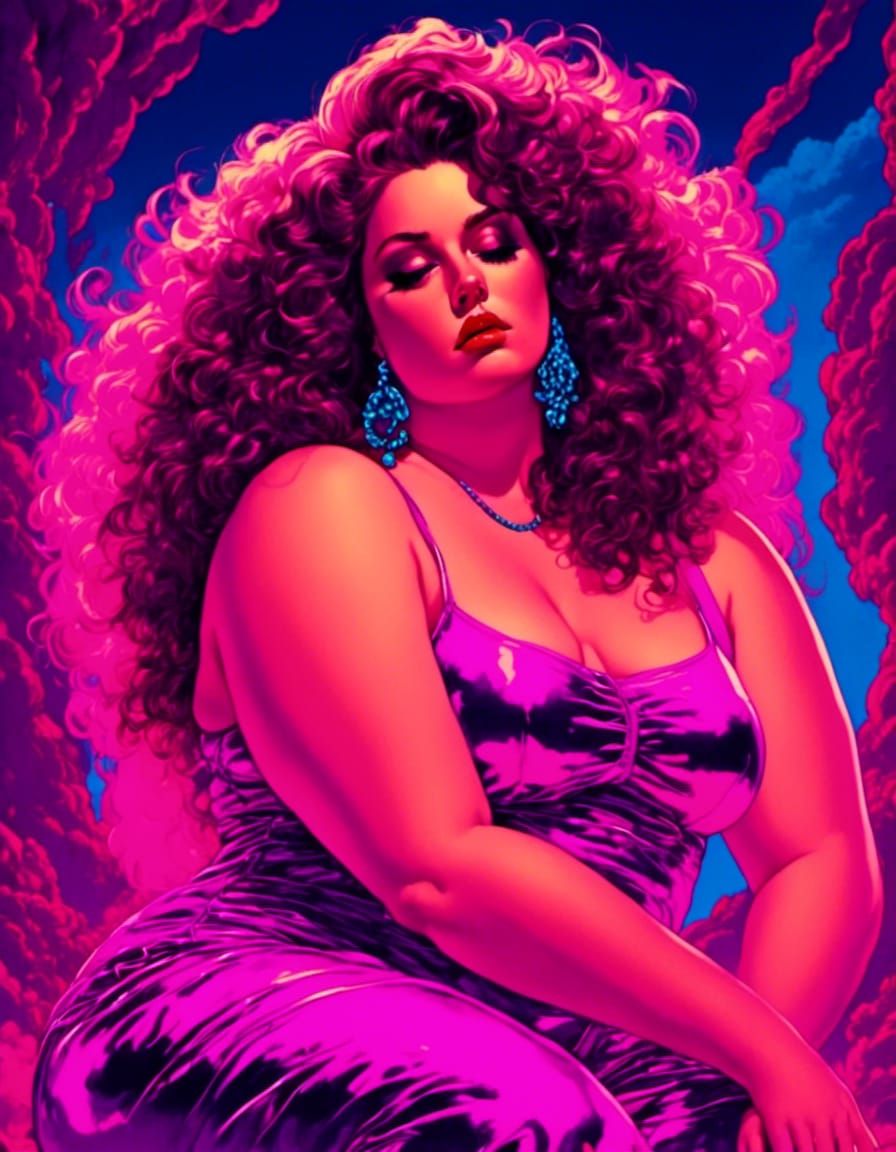 Neon 80s Portrait of a Plus Size Woman