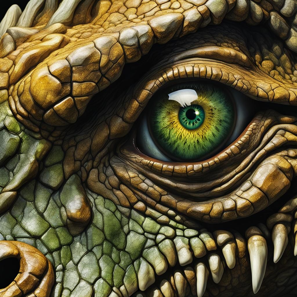Intricate T-Rex Eye Close-Up in Jurassic Setting