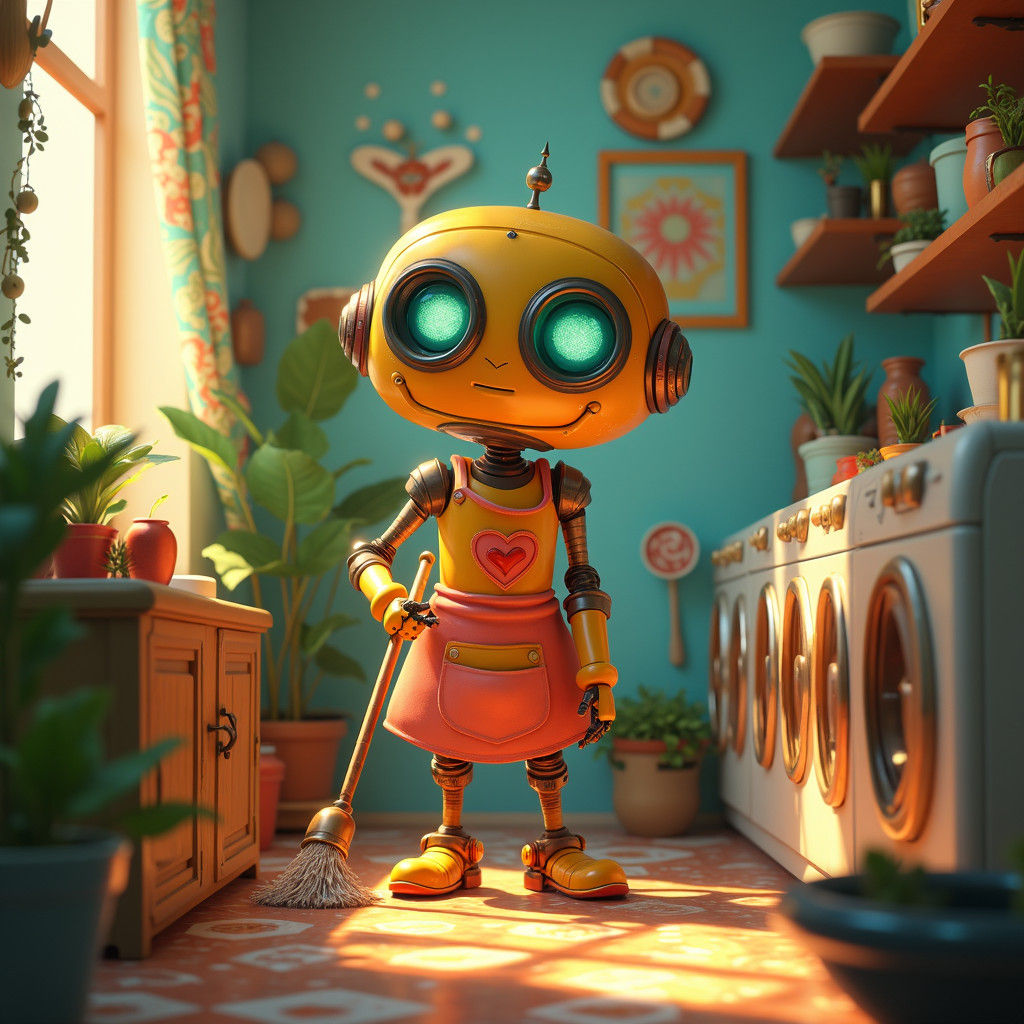 Whimsical Robot Brings Order in a Fantastical Home