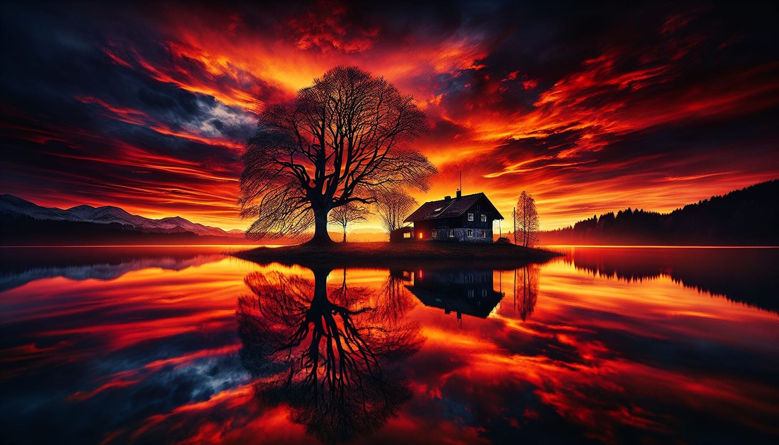 Sunset Serenity Over a Snow-Kissed Lake