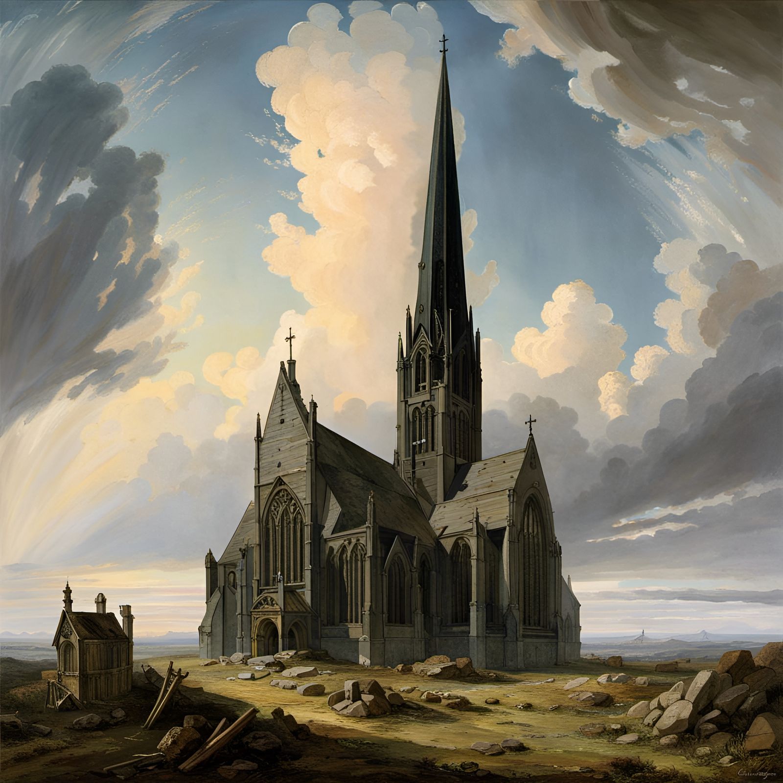 Gothic Church in Sunlight: A Digital Painting