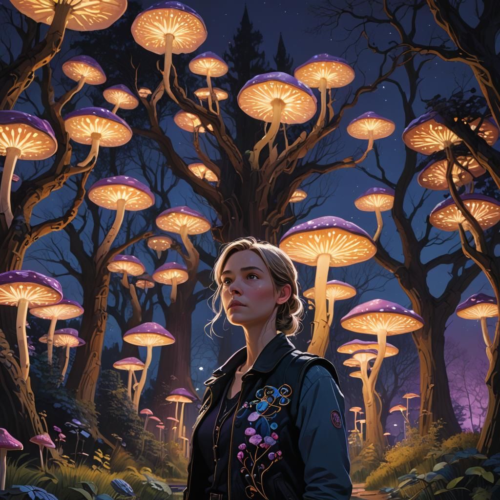 Luminescent Midnight Garden: Fantasy Concept Art