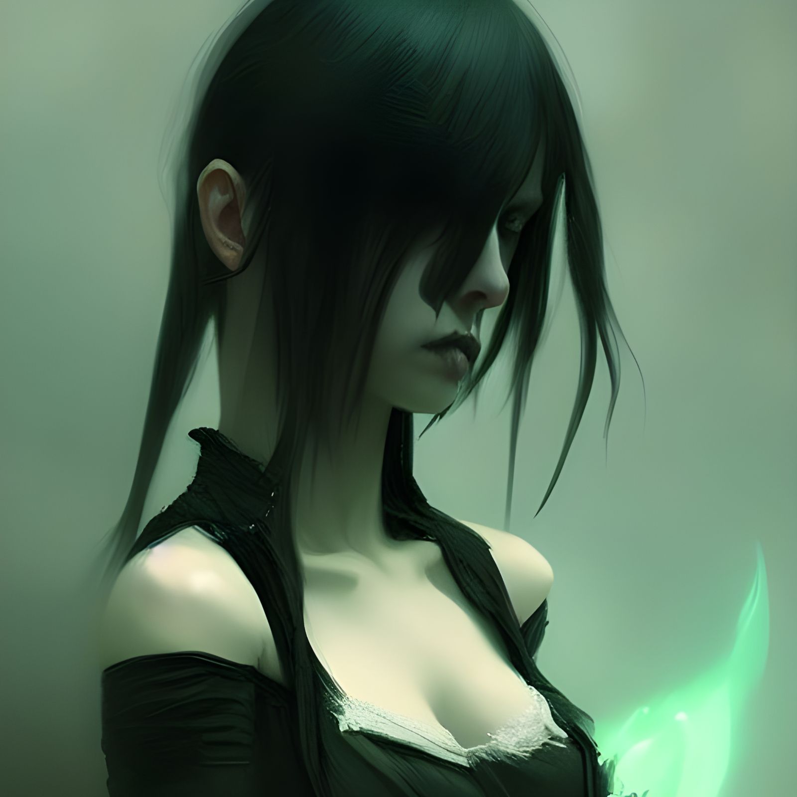 Sinister Teenager with Green Eyes in Photorealism