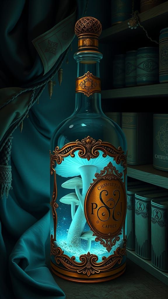 Ethereal Potion Bottle in Dark Fantasy Style