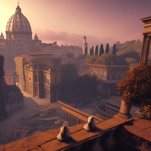 Detailed Matte Painting of Rome in Unreal Engine 5