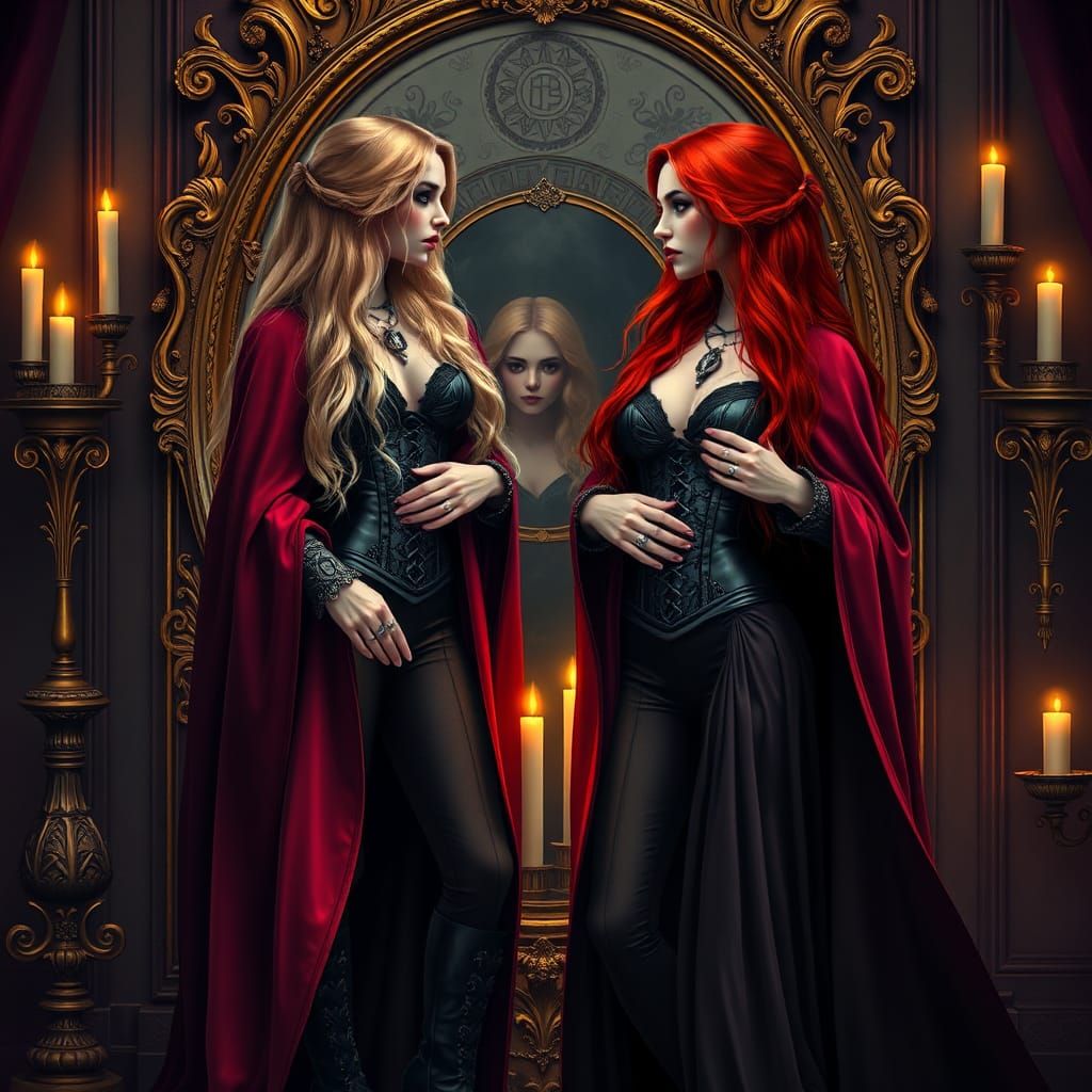 Twin Witches Portrait in Gothic Style