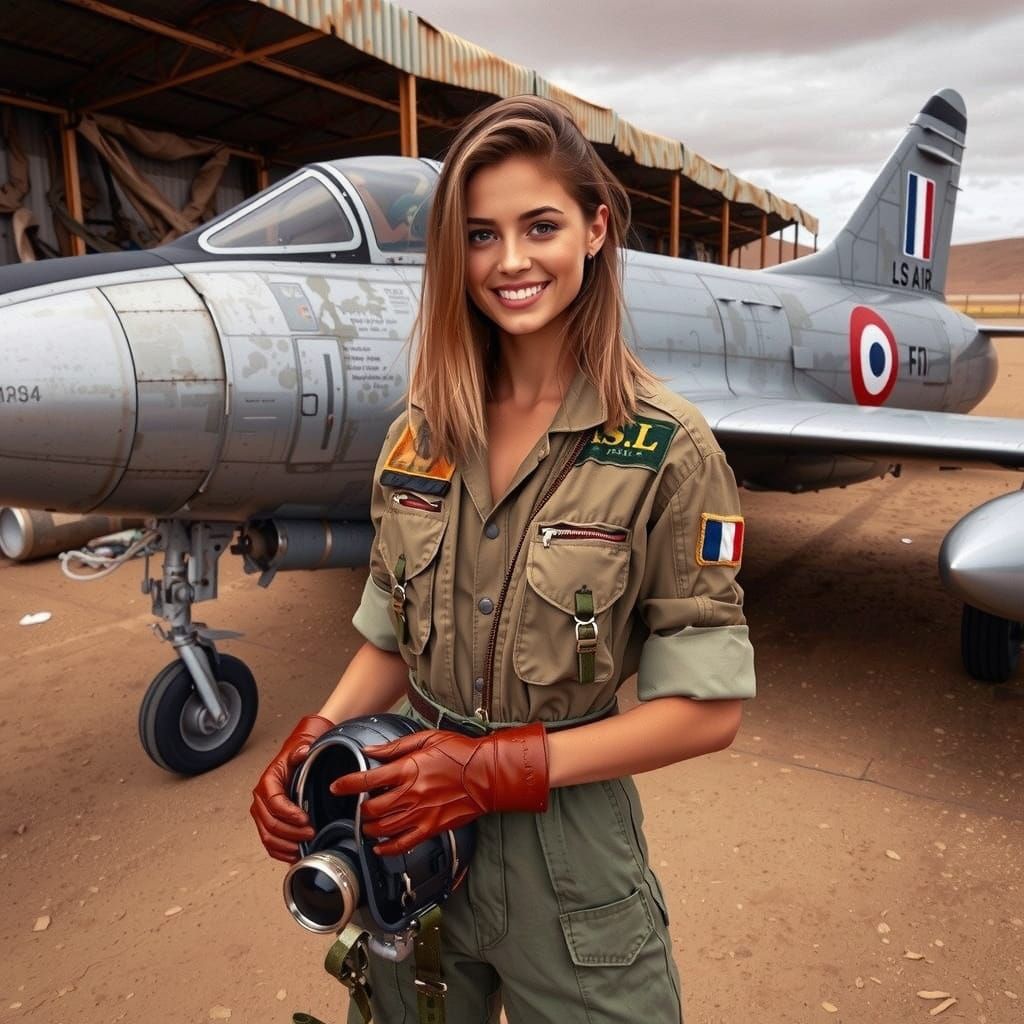 French Jet Fighter Pilot in 1950s Style