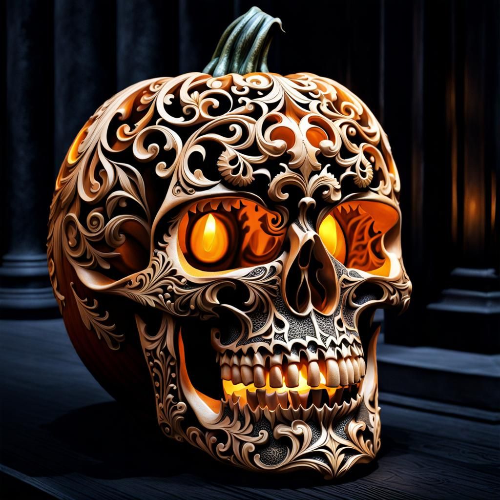 Carved Pumpkin Skull