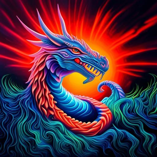 Neon Dragon on Black Velvet: Psychedelic Poster Art