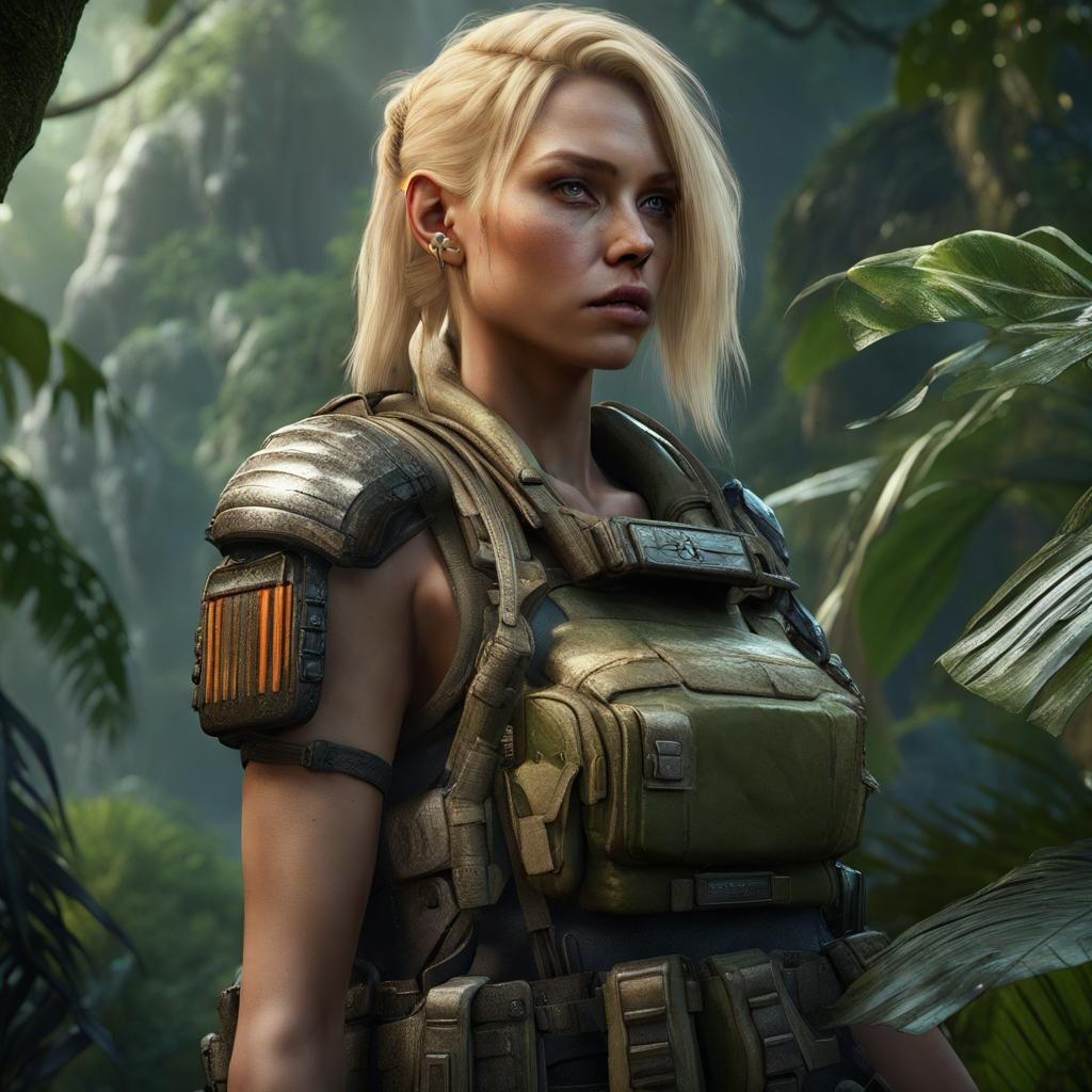 Blonde Soldier in Jungle: Fantasy Concept Art
