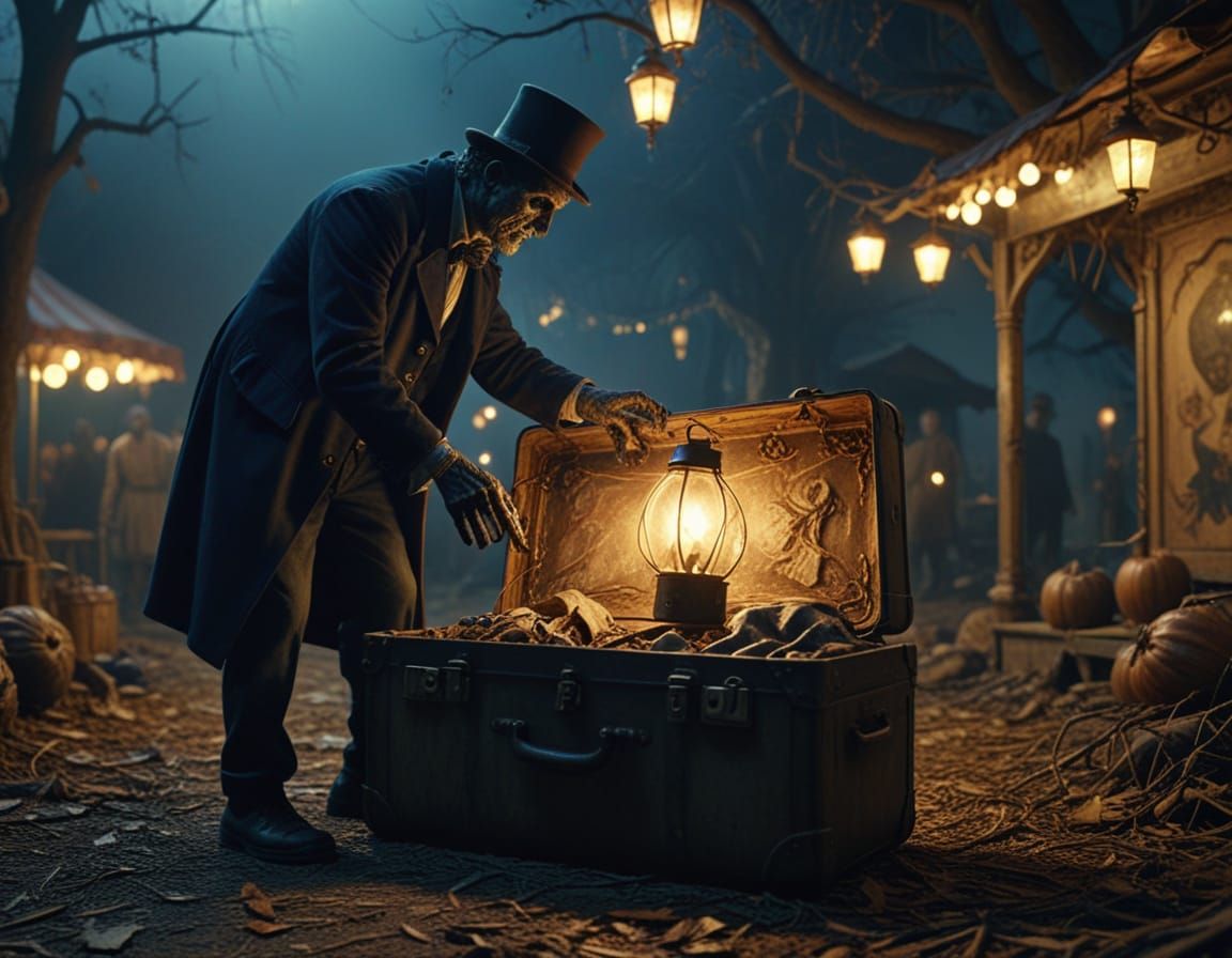 Eerie Carnival Nightmare with Biophilic Surrealism