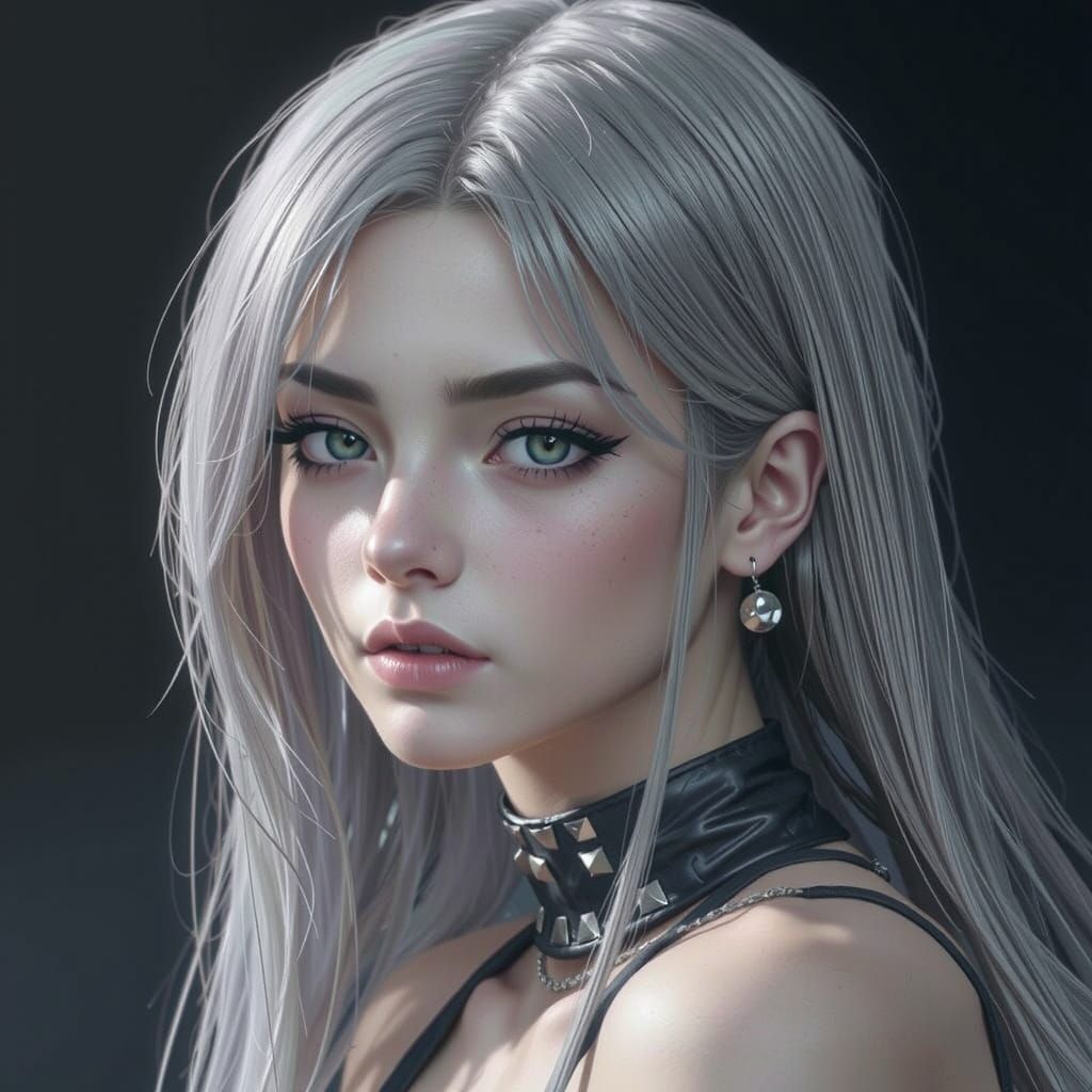 Emo Girl Portrait in Hyperrealistic Style