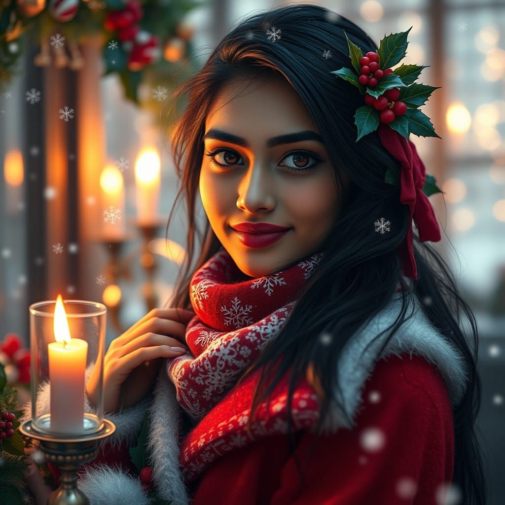 Winter Wonder Woman in Whimsical Winter Wonderland Scene