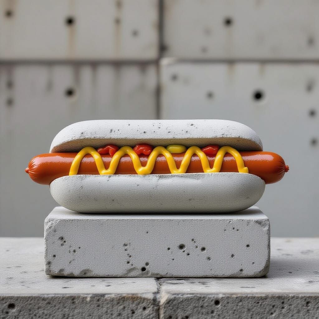 Concrete Hotdog with Brutalist Aesthetic