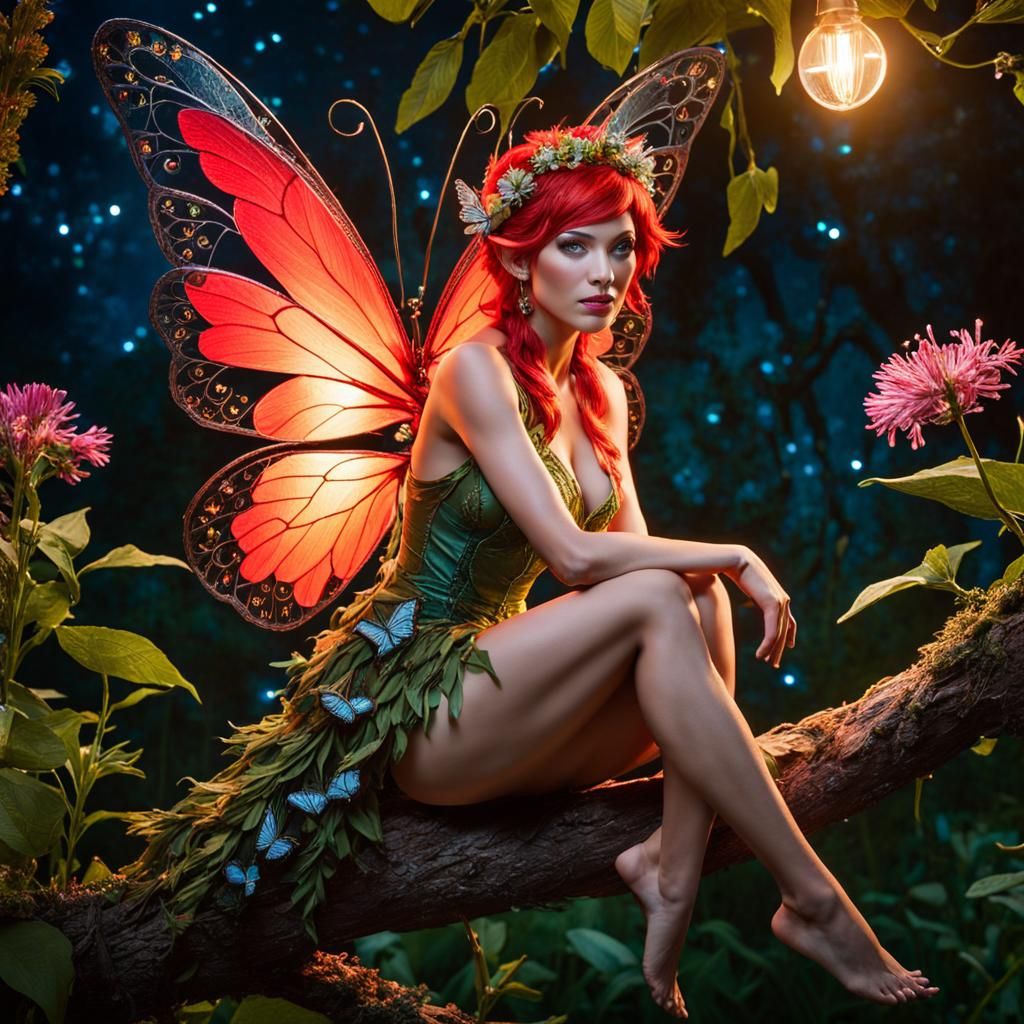 Enchanted Red Pixie in a Wildflower Garden